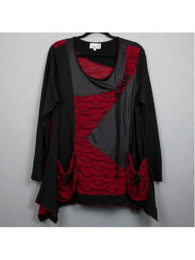 Emma G black red contrasting long sleeve tunic-L
